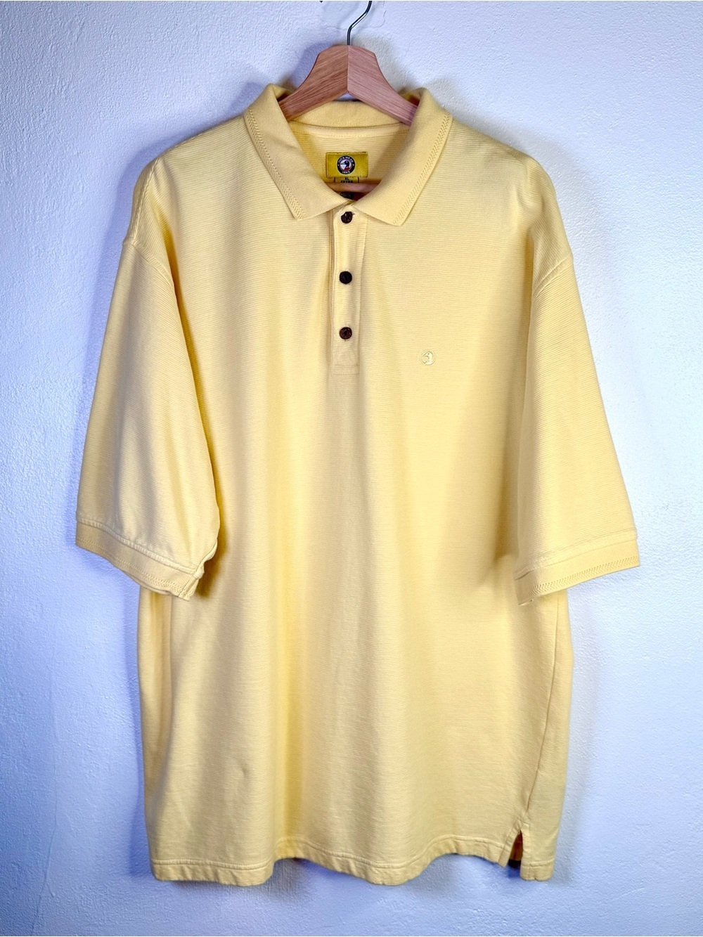 Vintage Duck Head Original Ribbed Polo Short Sleeve Solid Yellow Size XL Retro